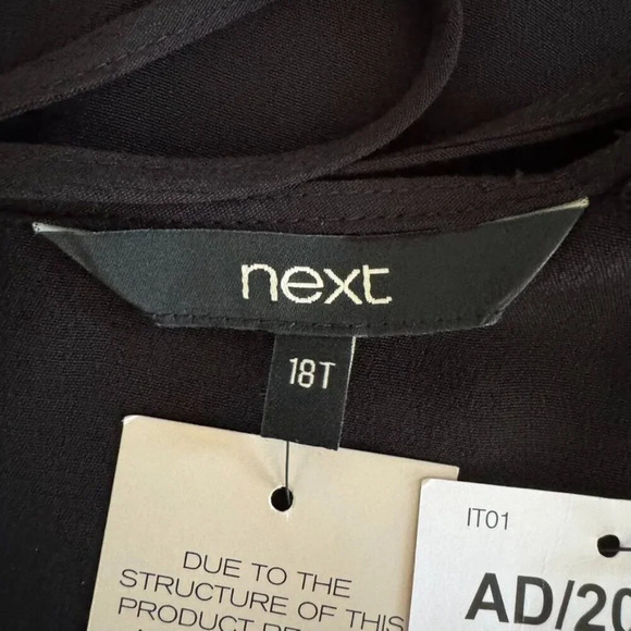 next Black Long Puff Ballon Sleeve Elastic Smocked Cuff Midi Dress Plus Size 14 - Picture 9 of 12